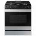 Samsung - OPEN BOX Bespoke 6.0 Cu. Ft. Slide-In Gas Range with Smart Oven Camera - Stainless Steel